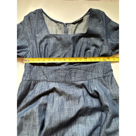 eShakti Blue 1940's 1950's Square Neckline Fit & Flair Dress Embroidered - Picture 9 of 13